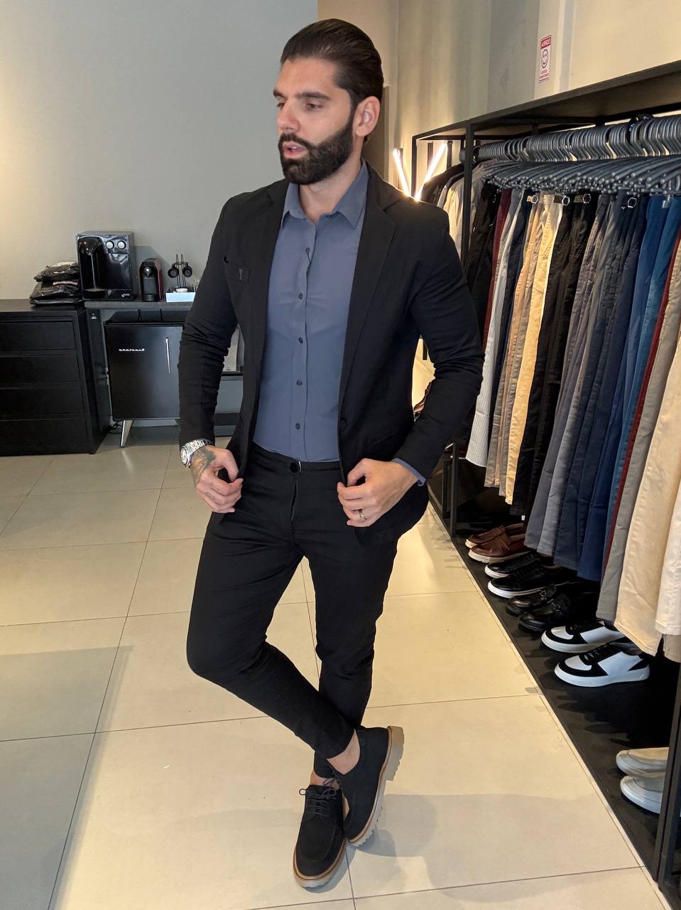 Garbin Group Store - Bazer Sarja Acetinado Zip-Off - Preto