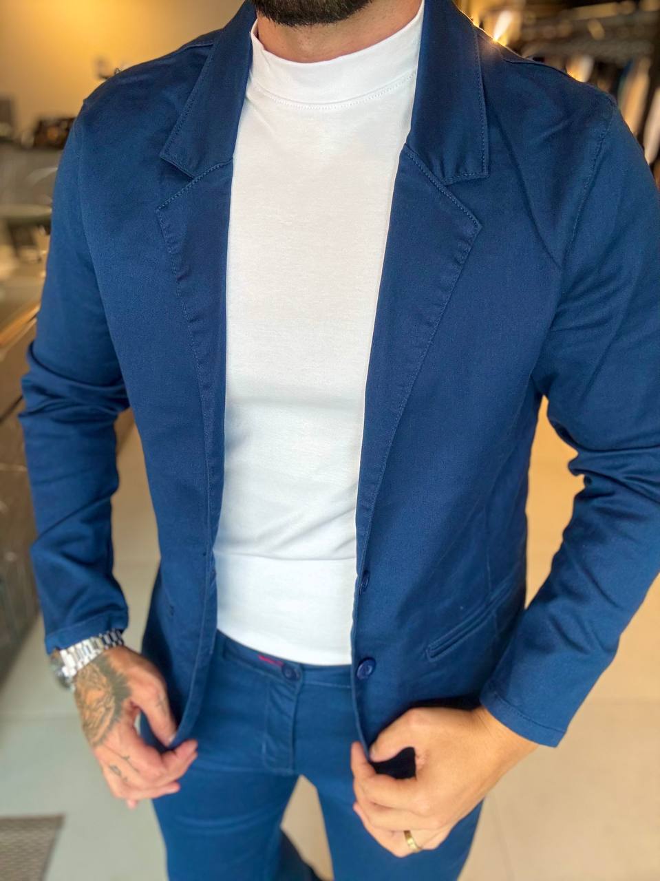 Garbin Group Store - Blazer Sarja Acetinado Paladho's - Azul Bic
