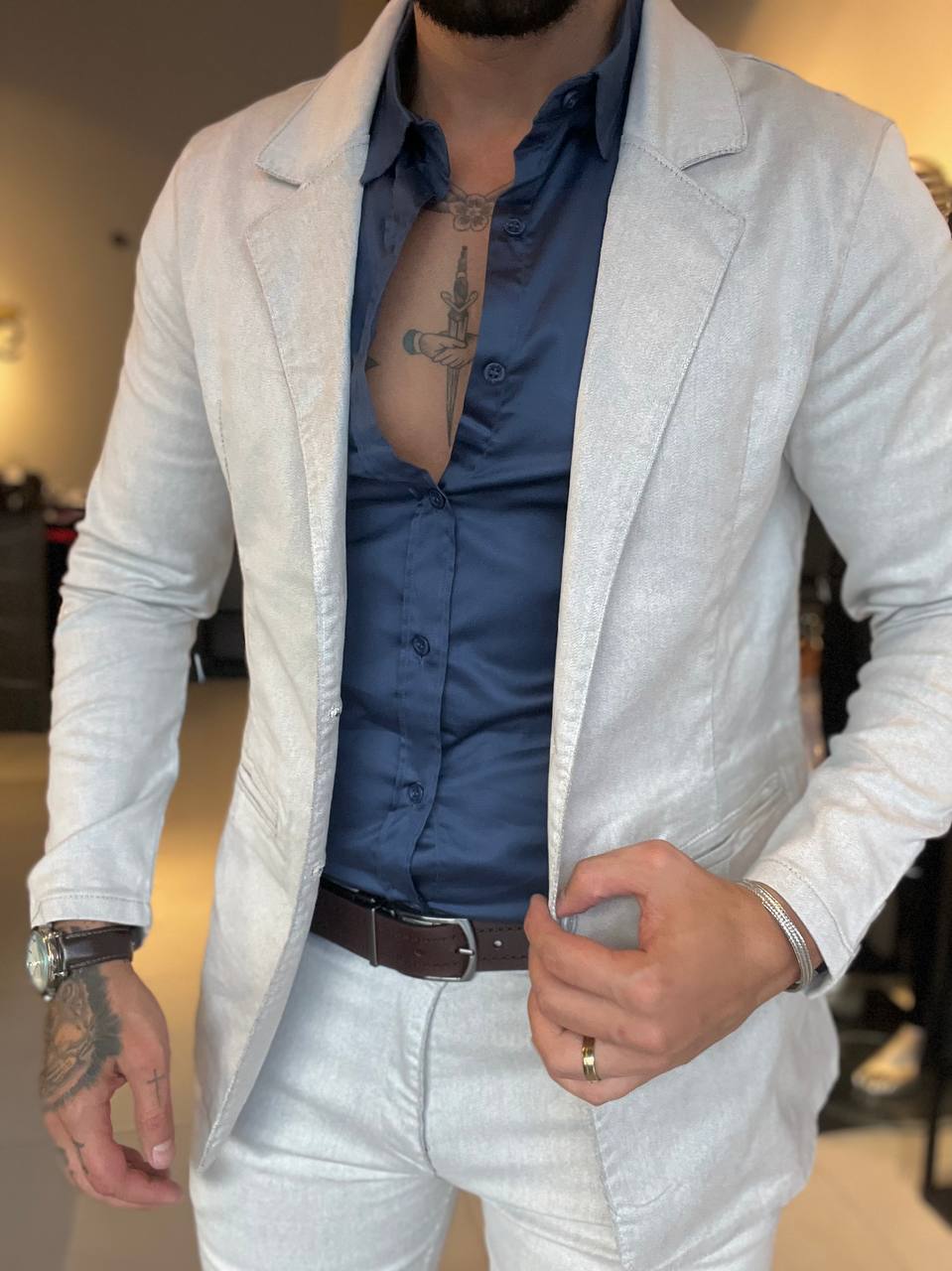 Garbin Group Store - Blazer Sarja Acetinado Paladho's - Gelo