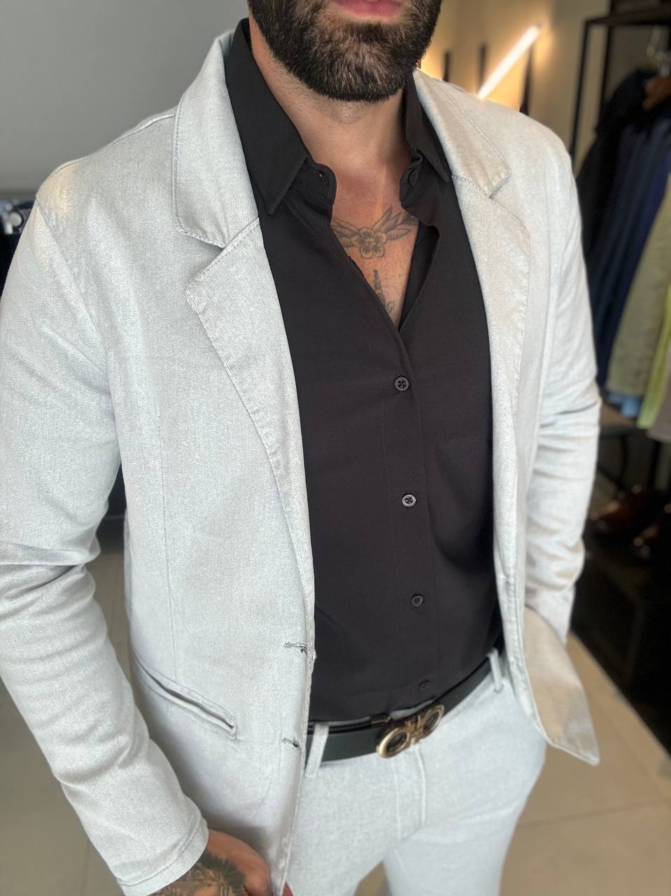 Garbin Group Store - Blazer Sarja Acetinado Paladho's - Gelo