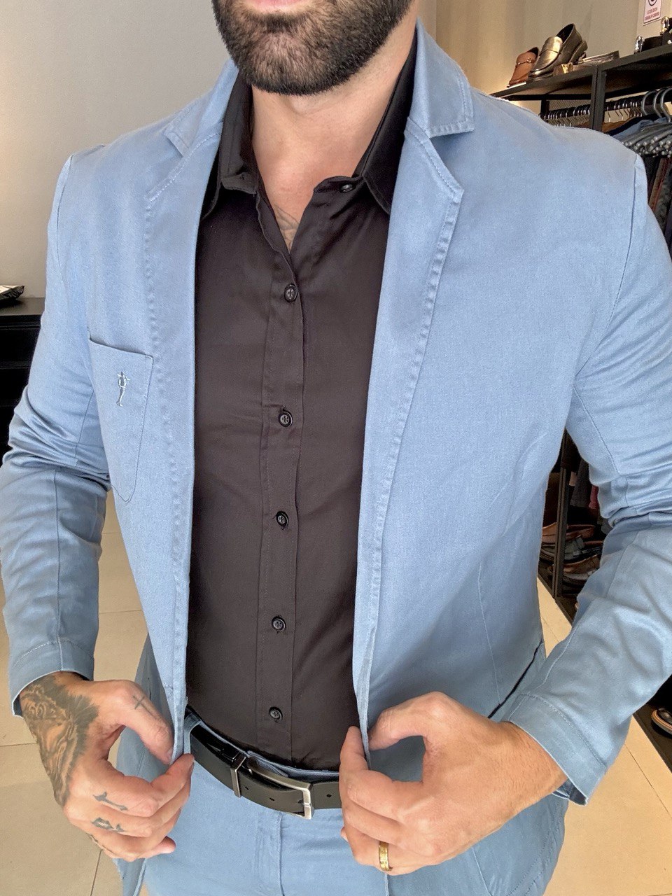Garbin Group Store - Blazer Sarja Acetinado Zip-Off - Azul