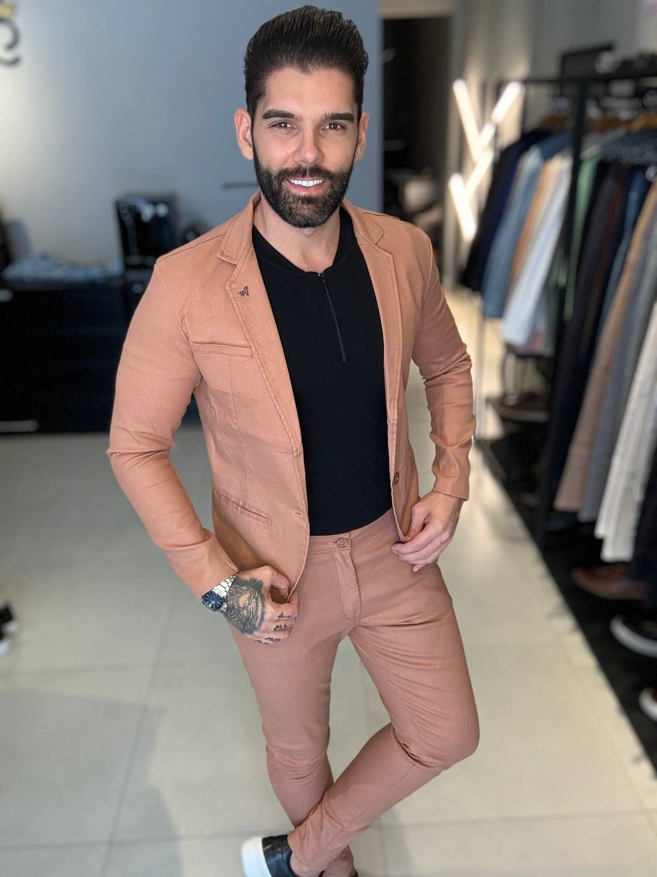 Garbin Group Store - Calça Alf. Resinada S.Skinny Per Porchi - Caqui