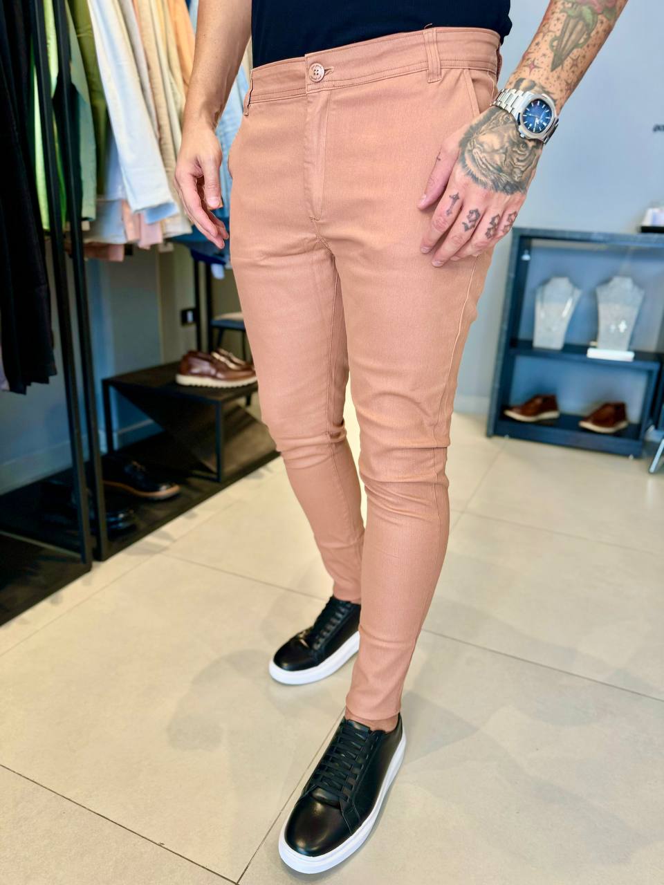 Garbin Group Store - Calça Alf. Resinada S.Skinny Per Porchi - Caqui