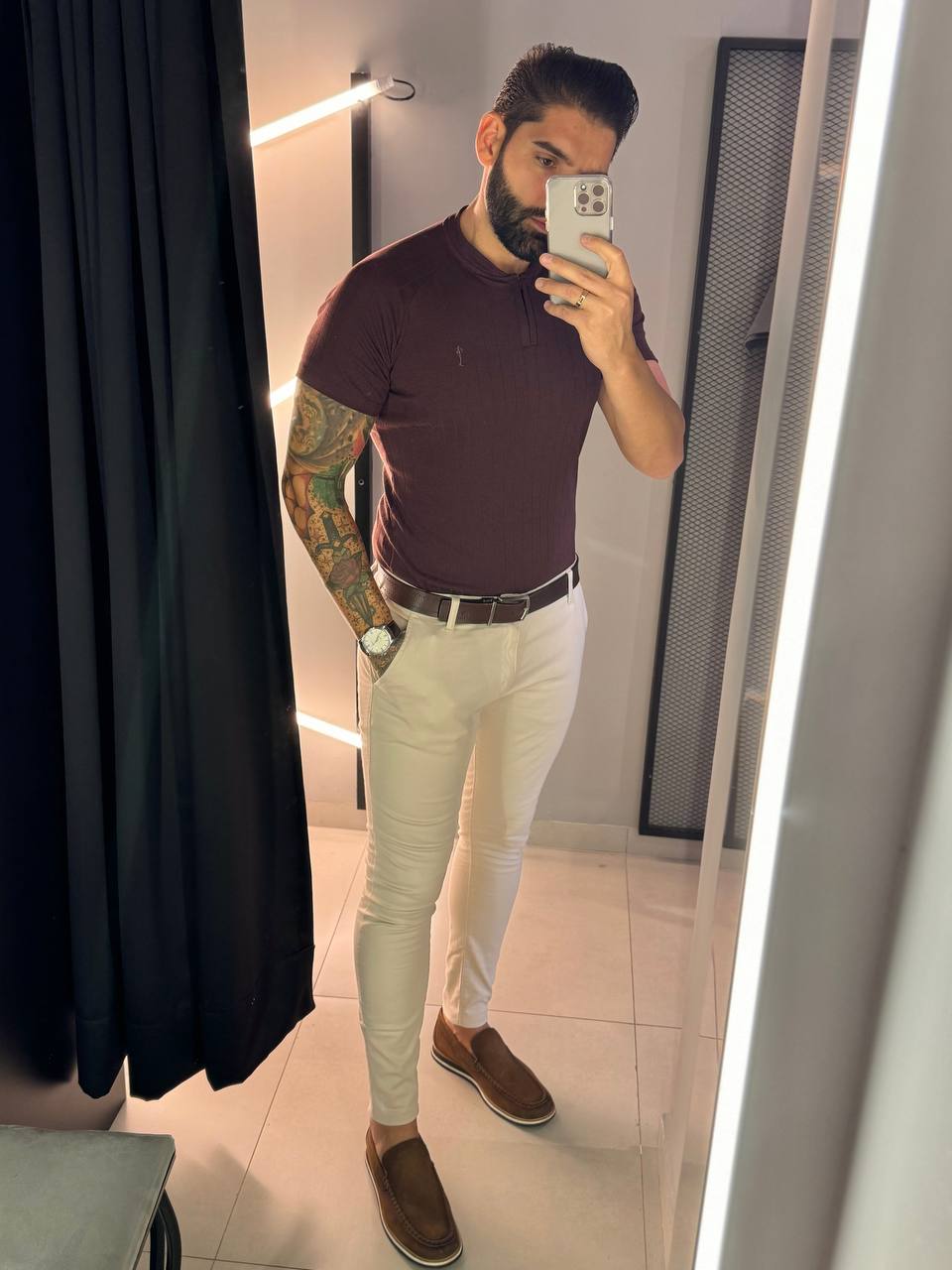 Garbin Group Store - Calça Alfaiataria Super Skinny Acetinada Zip-Off - Areia