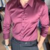 Garbin Group Store - Camisa M/L Acetinada Social Zip-Off - Bordô