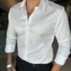 Garbin Group Store - Camisa M/L Acetinada Social  Zip-Off Preto