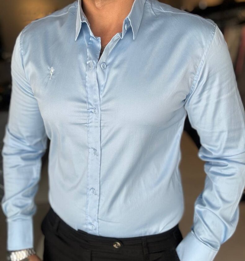 Garbin Group Store - Camisa M/L Acetinada Social  Zip-Off Preto