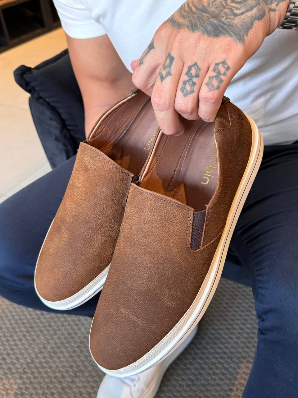 Garbin Group Store - Slip-On Elastico Soft Couro Garbin - Havana