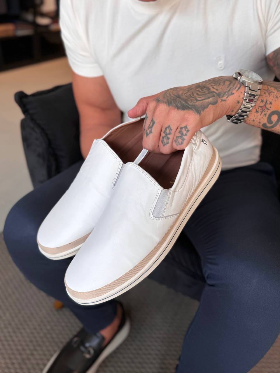 Garbin Group Store - Sneaker Sola Branca Alta Couro Garbin - Havana