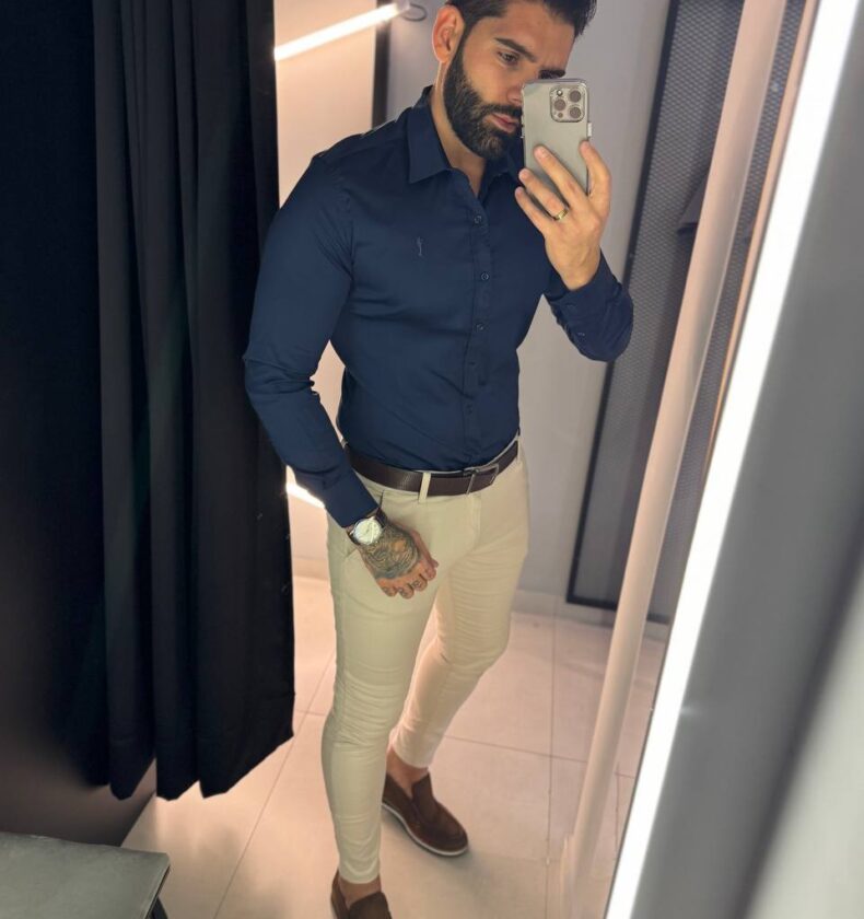 Garbin Group Store - Camisa M/L Acetinada Social  Zip-Off - Dark Blue