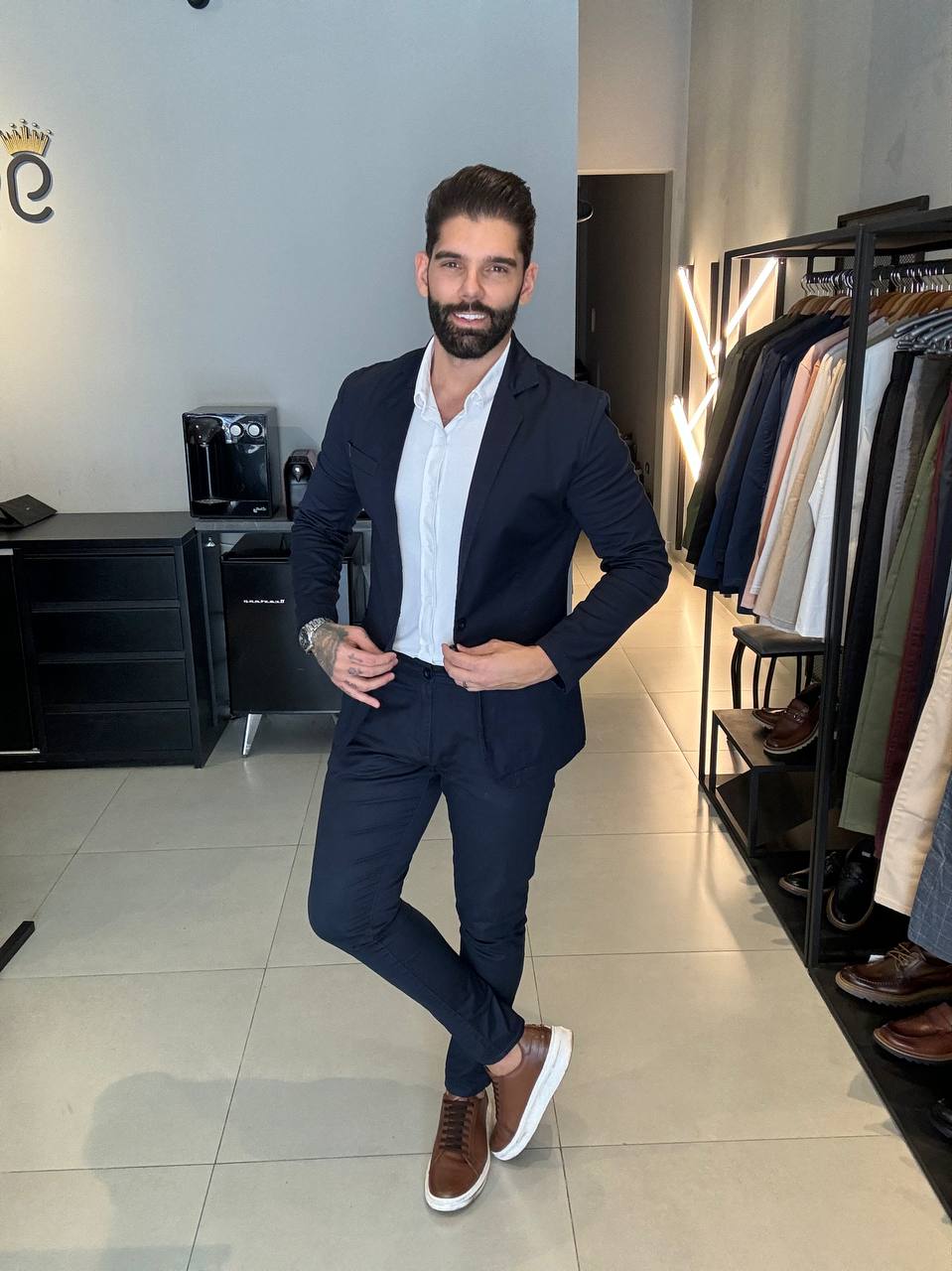 Garbin Group Store - Blazer Sarja Acetinado Bolso Embutido Zip-Off - Marinho