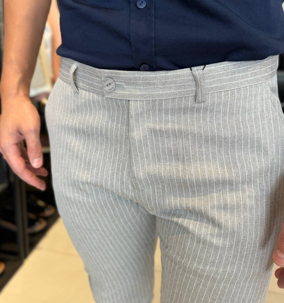 Garbin Group Store - Calça Alf. Skinny Cos Itali. C/list. Zikani  Cinza