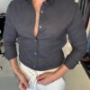 Garbin Group Store - Camisa de Linho M/L C/Elastano Per Pochi - Preta