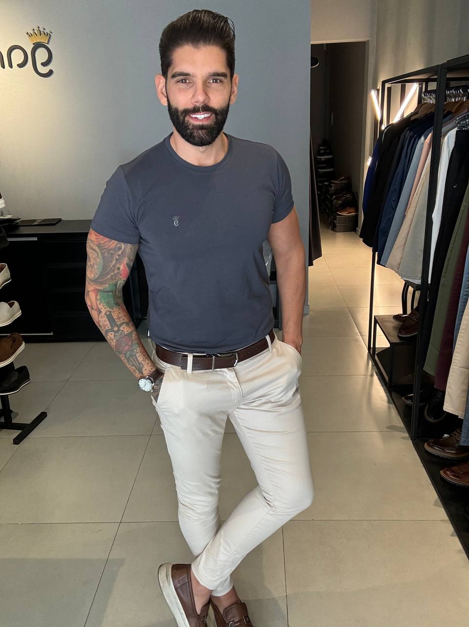 Garbin Group Store - Camiseta Básica G.Careca C/ Elast. Garbin - Chumbo