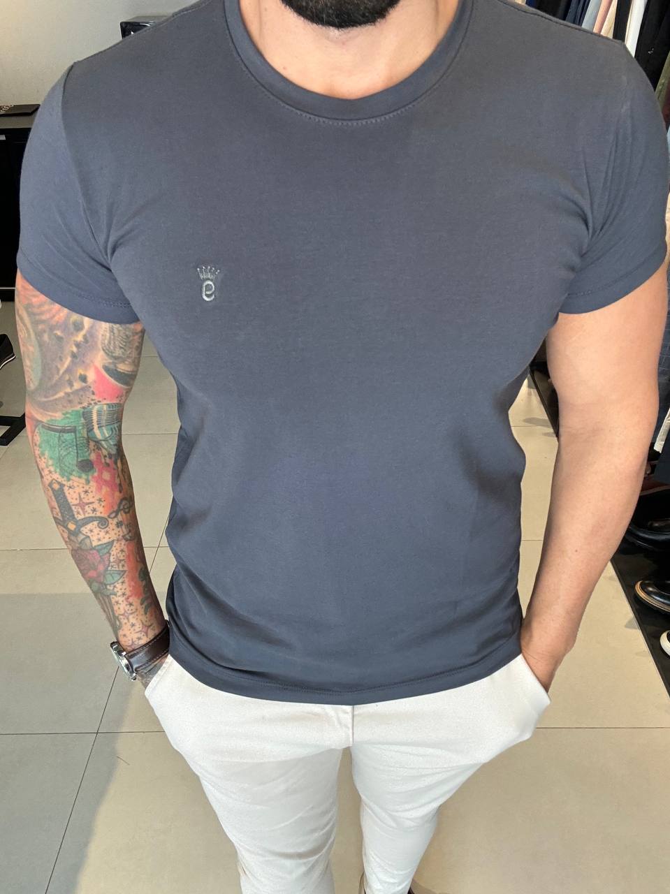 Garbin Group Store - Camiseta Básica G.Careca C/ Elast. Garbin - Chumbo