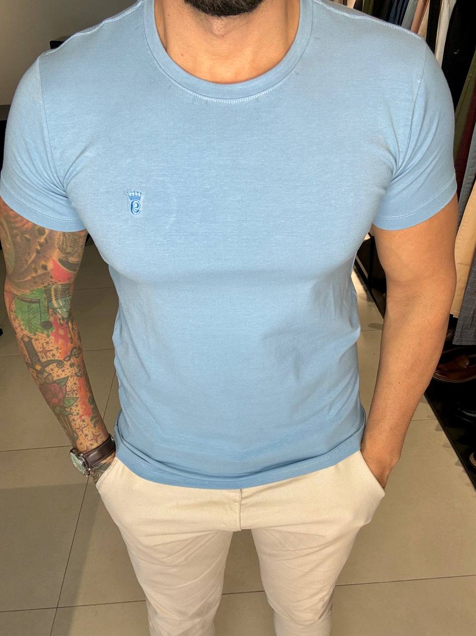 Garbin Group Store - Camiseta Básica G.Careca C/Elast. Garbin - Azul Bebê