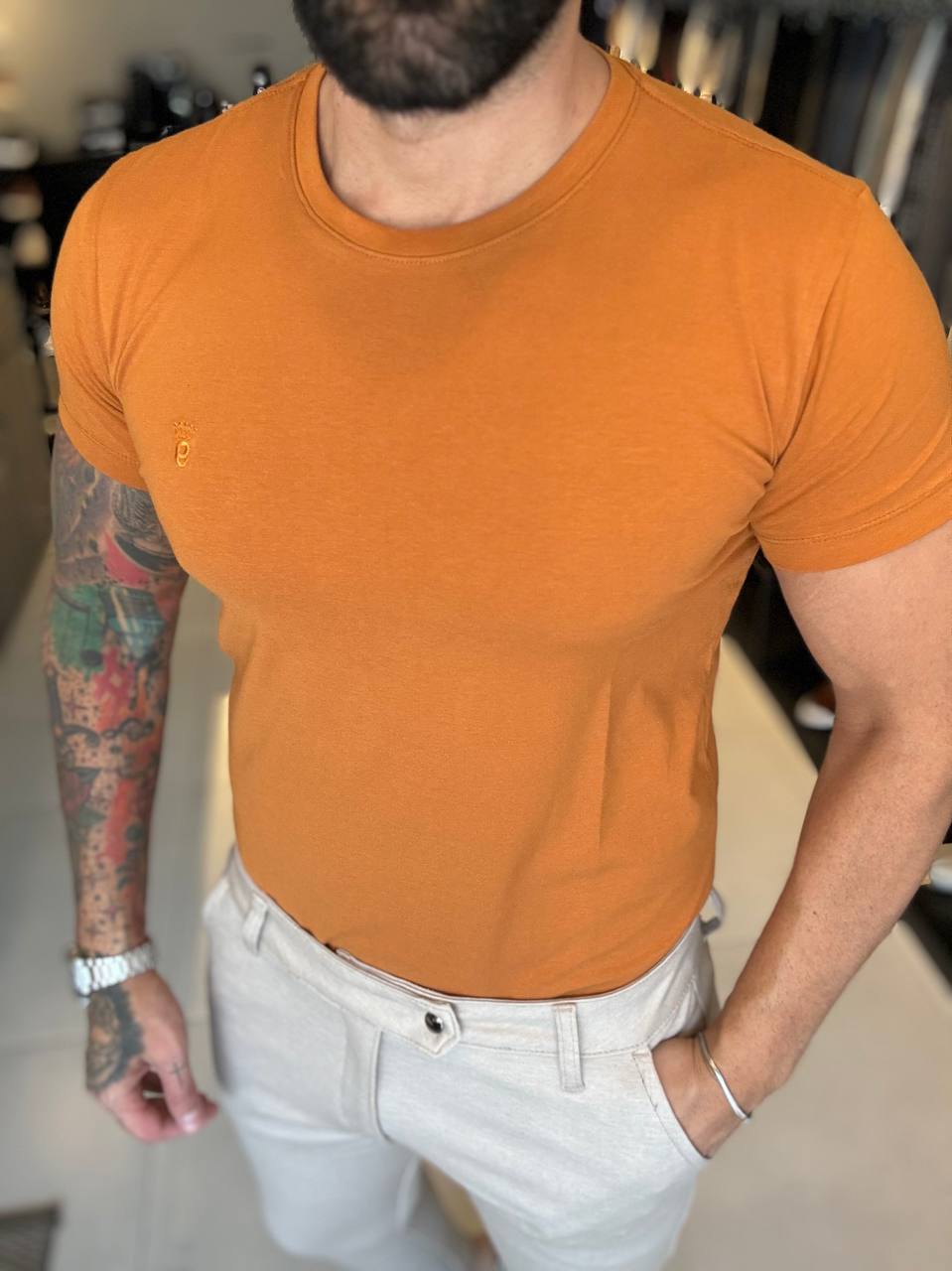 Garbin Group Store - Camiseta Básica G.Careca C/Elast. Garbin - Caramelo