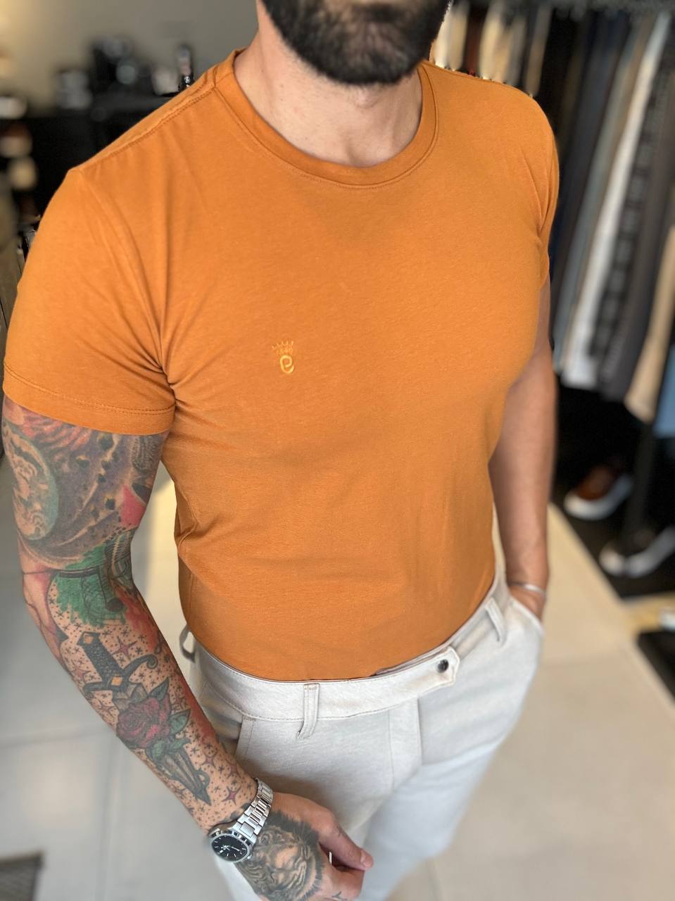 Garbin Group Store - Camiseta Básica G.Careca C/Elast. Garbin - Caramelo