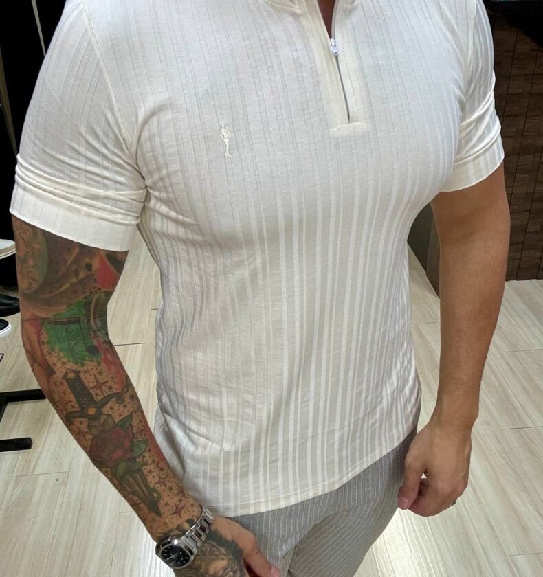 Garbin Group Store - Camiseta Gola Média C/ Ziper Zip-Off - Off White