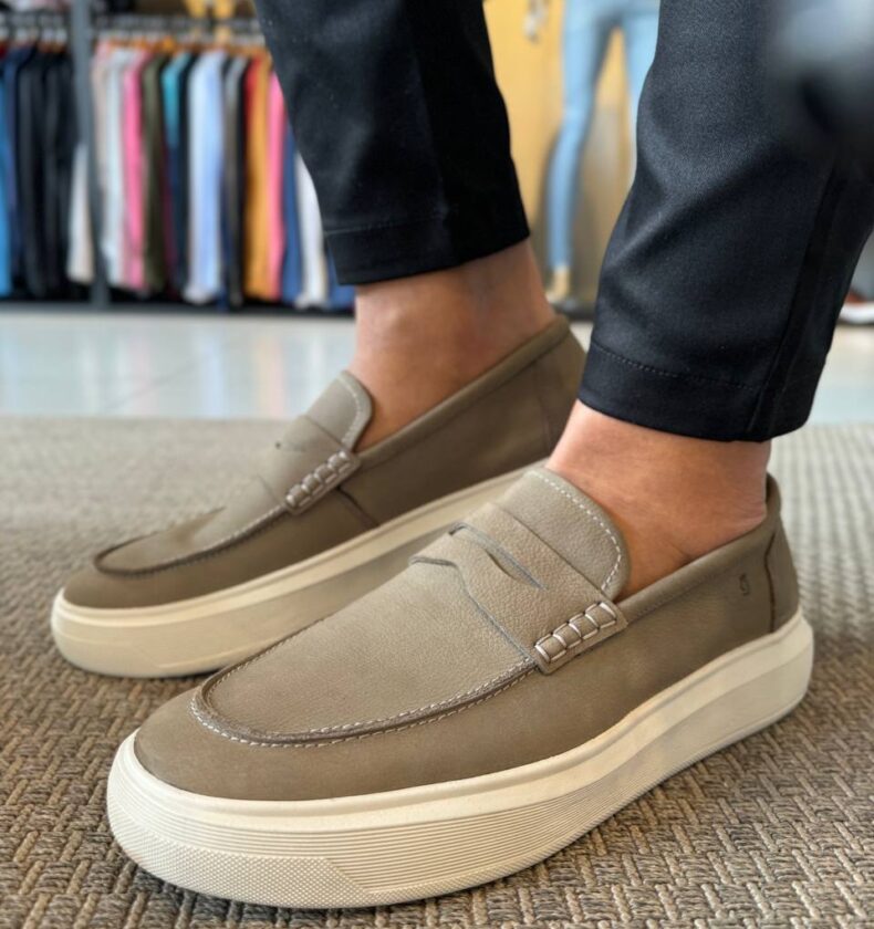Garbin Group Store - Sapato Loafer Casual Selaria Couro Garbin -Cimento