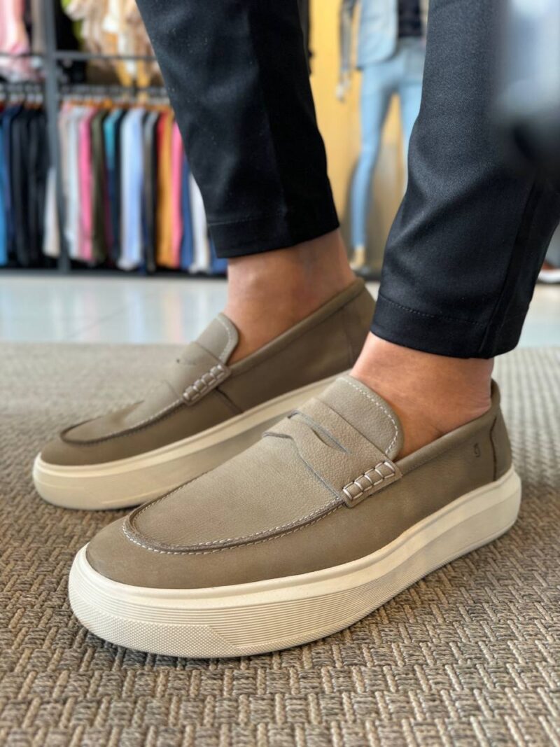 Garbin Group Store - Sapato Loafer Casual Selaria Couro Garbin -Cimento