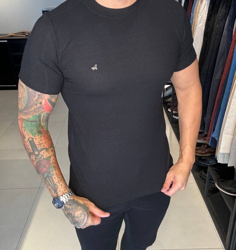 Garbin Group Store - Camiseta Gola Média Visc/Elast. Garbin - Preto