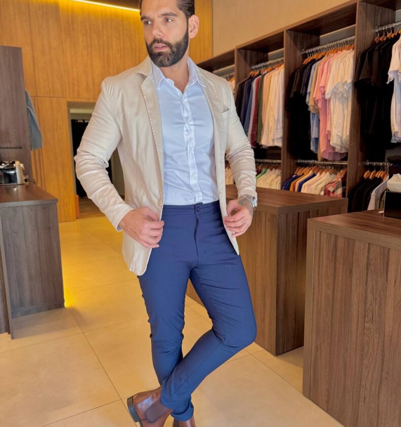 Garbin Group Store - Blazer Sarja Acetinado Bolso Embutido Zip-Off Areia