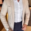 Garbin Group Store - Blazer Sarja Acetinado Bolso Embutido Zip-Off Areia