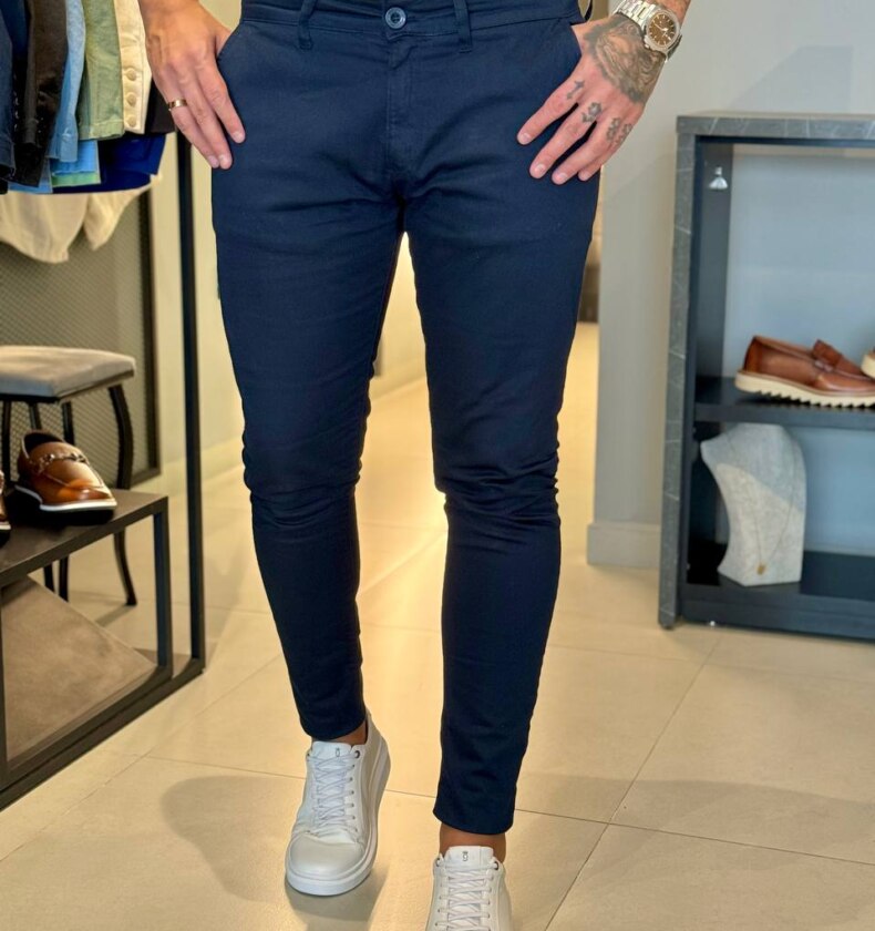 Garbin Group Store - Calça Alfaiataria S.Skinny Acet. Zip-Off Marinho