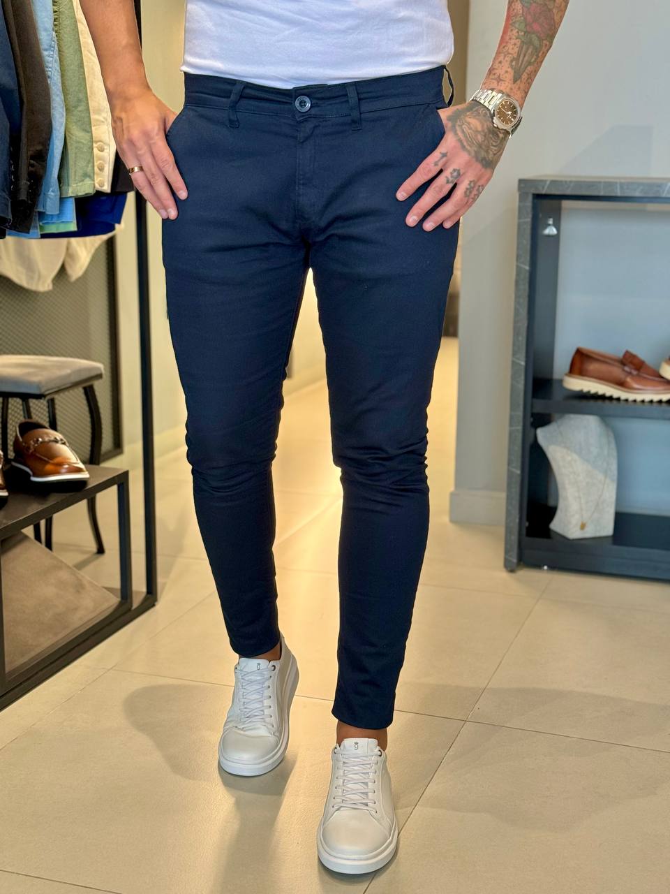 Garbin Group Store - Calça Alfaiataria S.Skinny Acet. Zip-Off Marinho