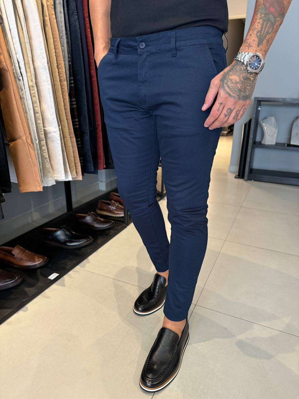Garbin Group Store - Calça Alfaiataria S.Skinny Acet. Zip-Off Marinho
