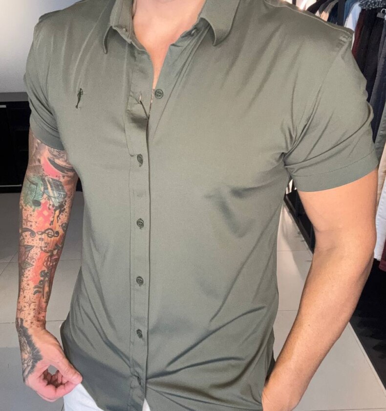 Garbin Group Store - Camisa M/C Tec. Social  - Zip-Off - Verde Militar