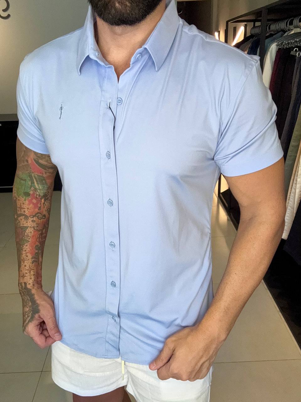 Garbin Group Store - Camisa M/C Tecnologi Social - Zip-Off -Azul Bebê