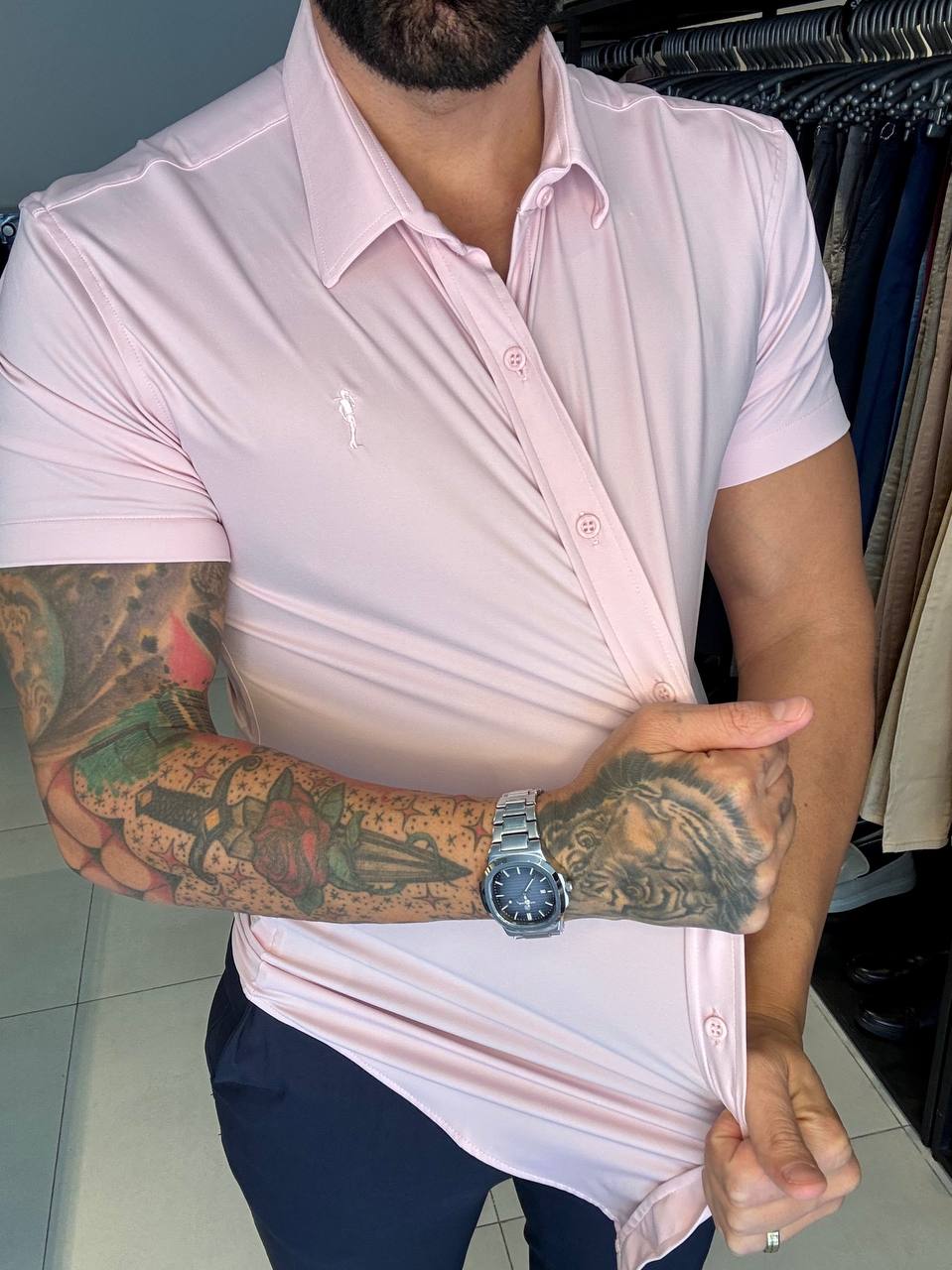 Garbin Group Store - Camisa M/C Tecnologi Social  - Zip-Off - Rosa Bêbe