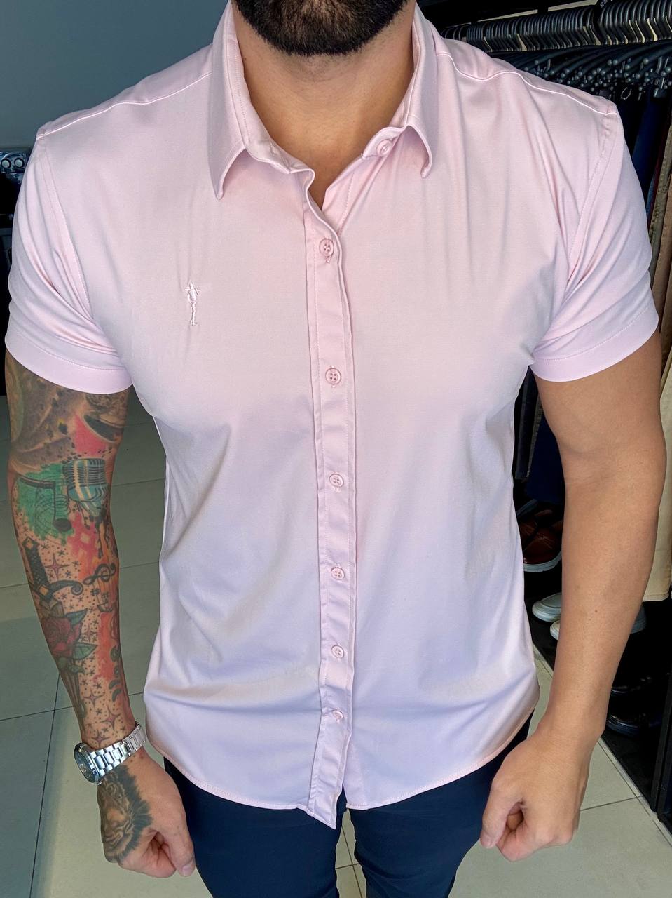 Garbin Group Store - Camisa M/C Tecnologi Social  - Zip-Off - Rosa Bêbe