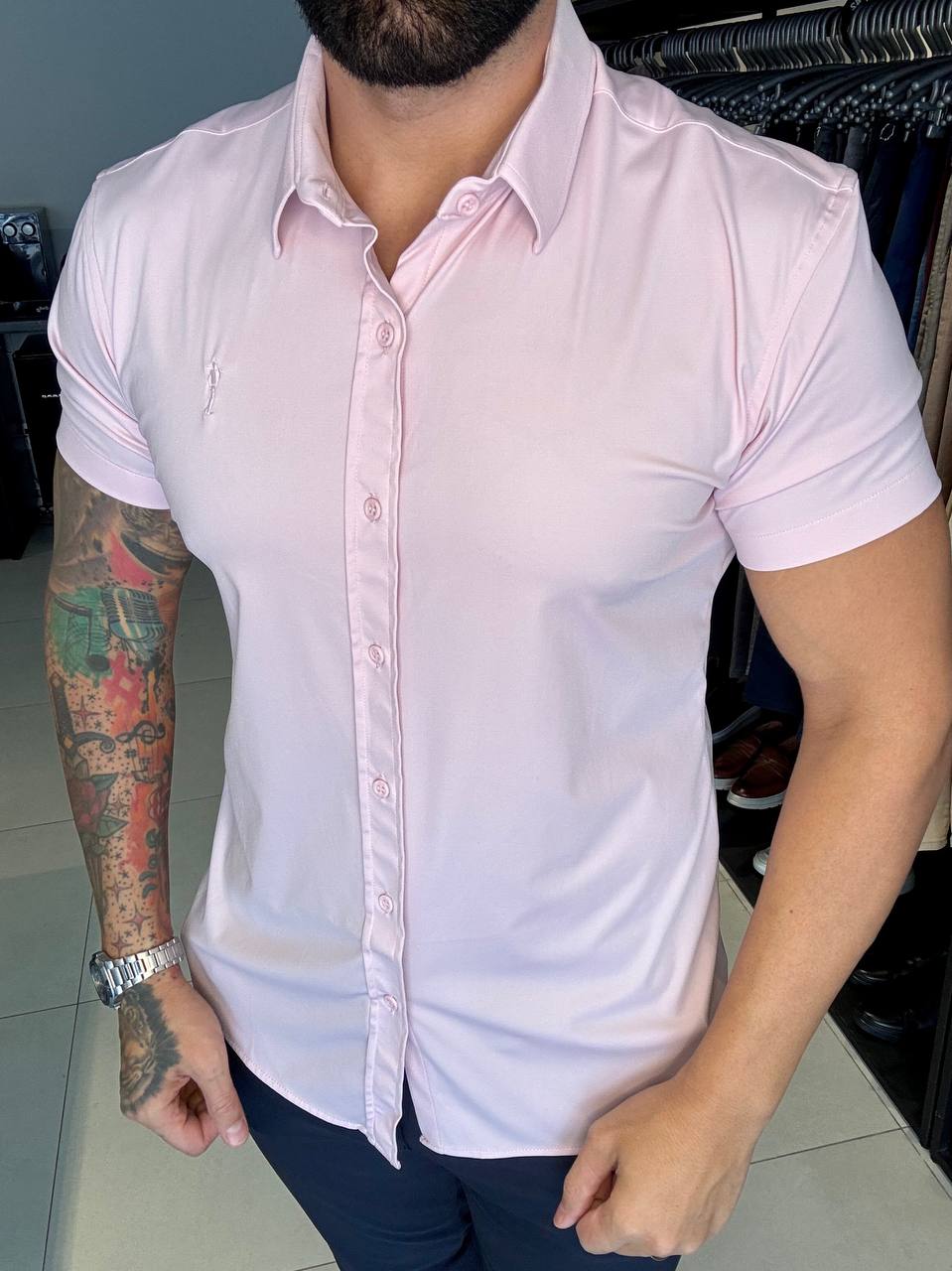 Garbin Group Store - Camisa M/C Tecnologi Social  - Zip-Off - Rosa Bêbe