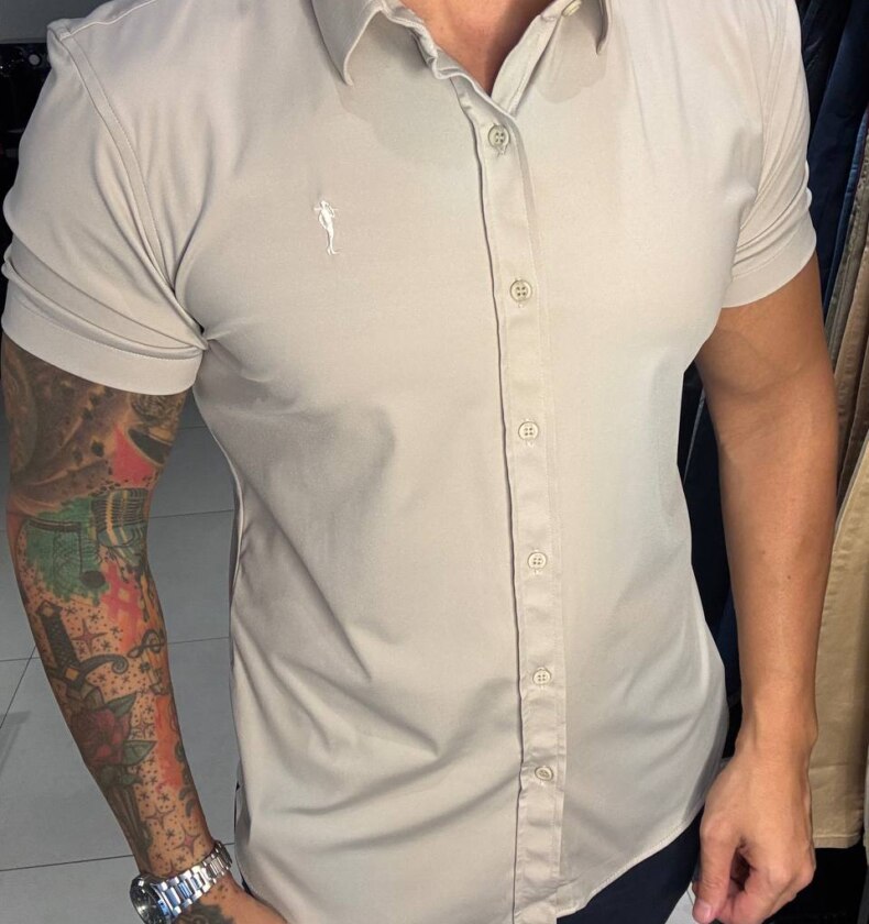 Garbin Group Store - Camisa M/C Tecnológica Social  - Zip-Off - Bege