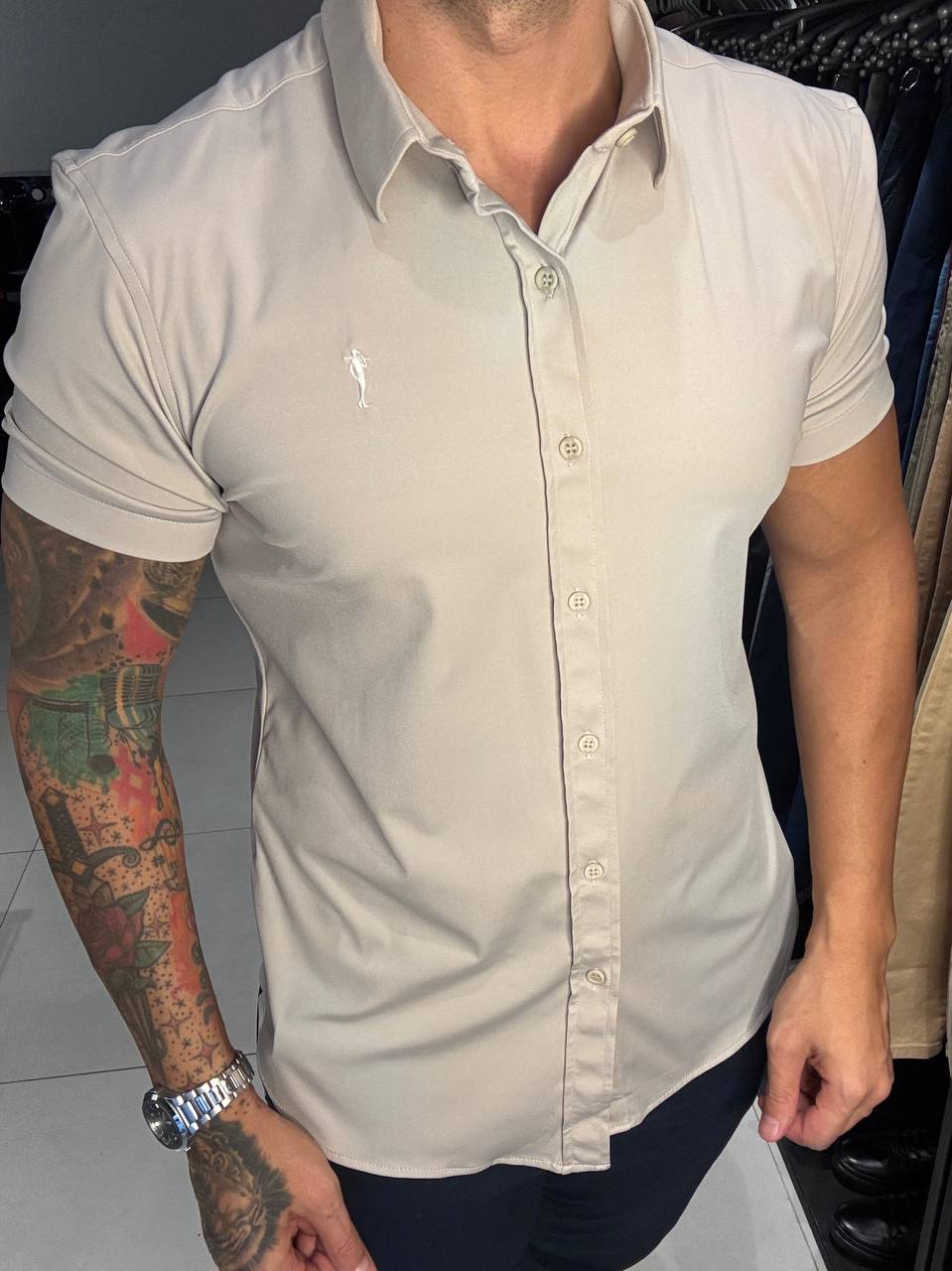 Garbin Group Store - Camisa M/C Tecnológica Social  - Zip-Off - Bege