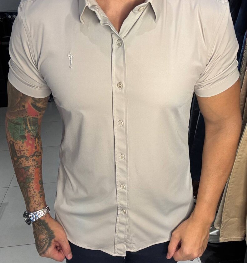 Garbin Group Store - Camisa M/C Tecnológica Social  - Zip-Off - Bege