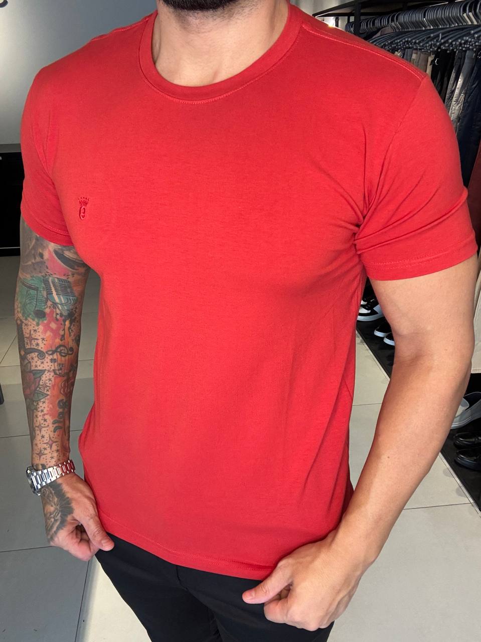 Garbin Group Store - Camiseta Basica G.Careca C/ Elast. Garbin Vermelho