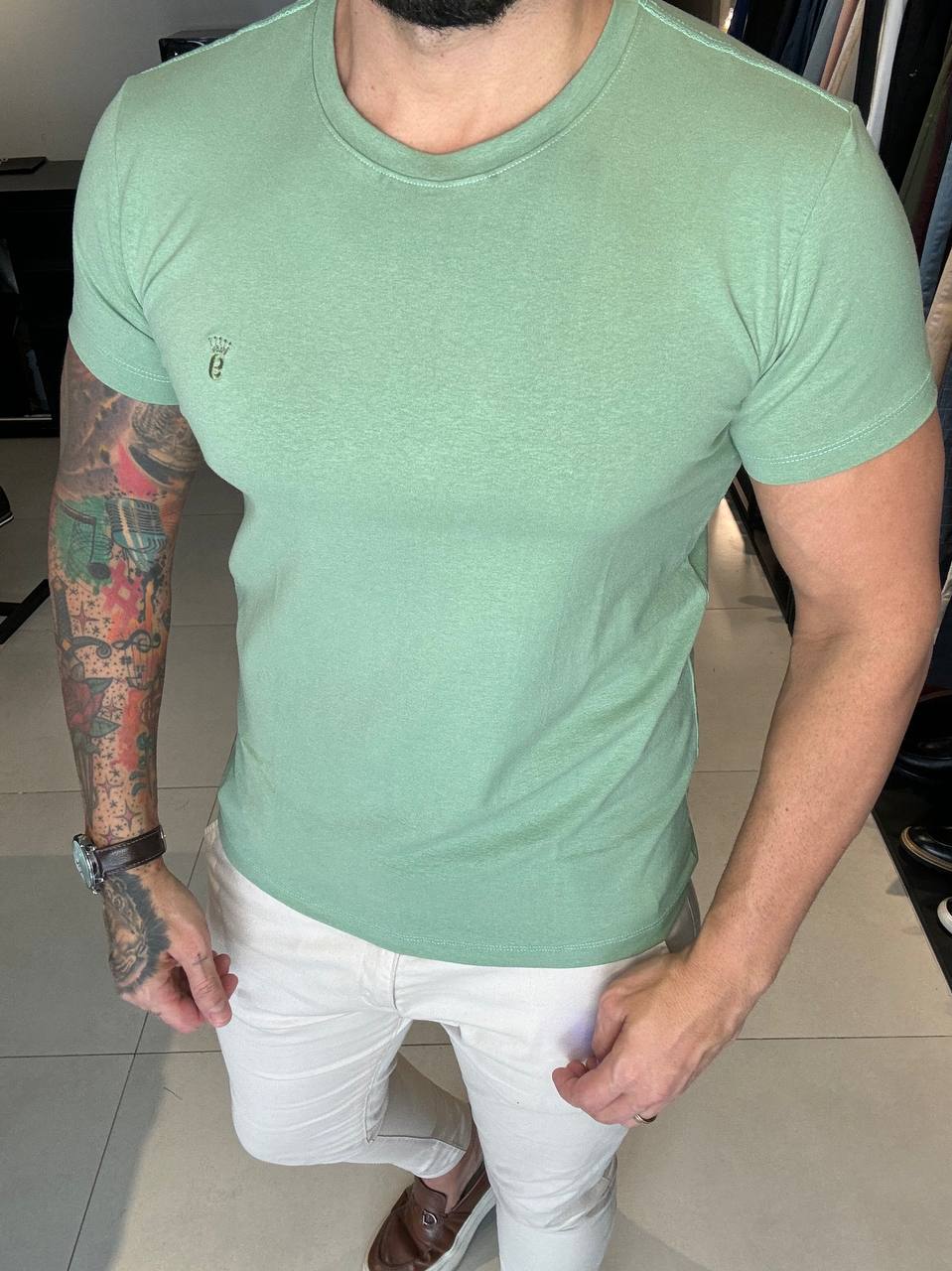 Garbin Group Store - Camiseta Basica G.Careca C/Elas.Garbin Verde Menta