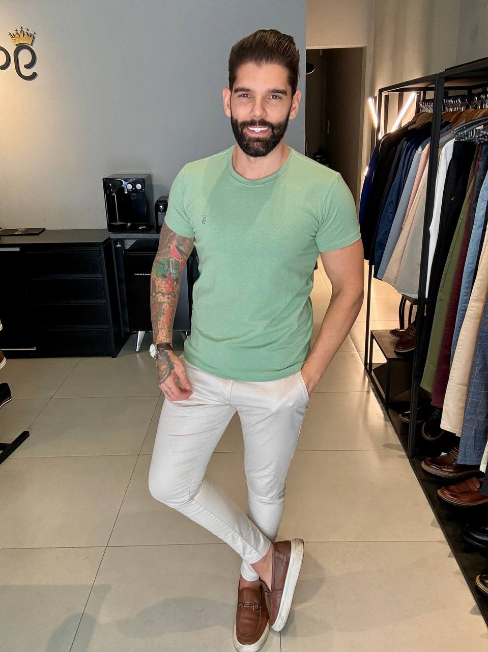 Garbin Group Store - Camiseta Basica G.Careca C/Elas.Garbin Verde Menta