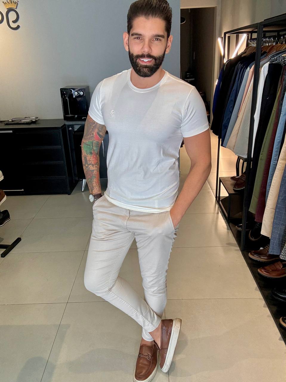 Garbin Group Store - Camiseta Basica G.Careca C/Elast. Garbin Off White