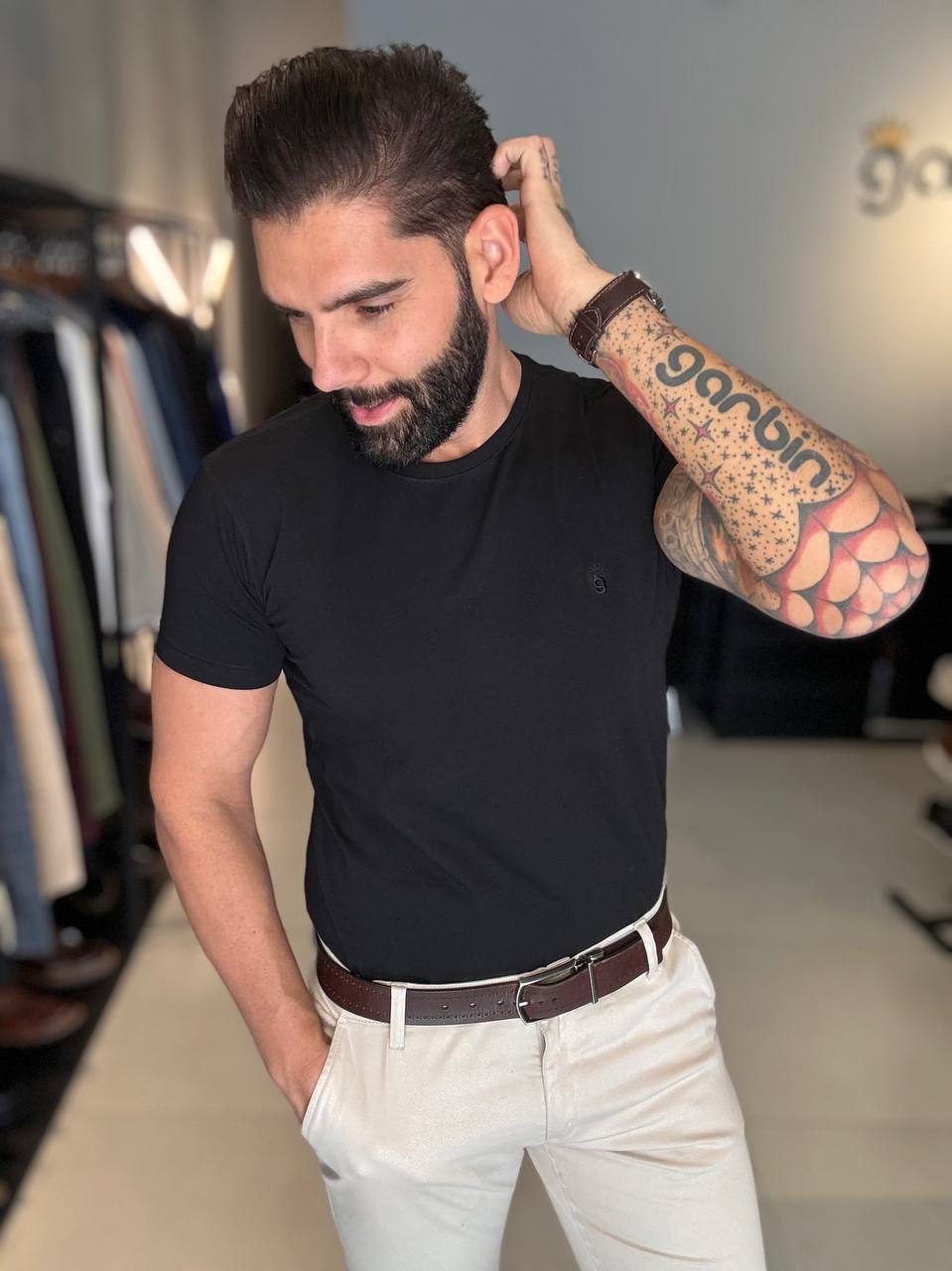 Garbin Group Store - Camiseta Basica G.Careca Com Elast. Garbin Preta