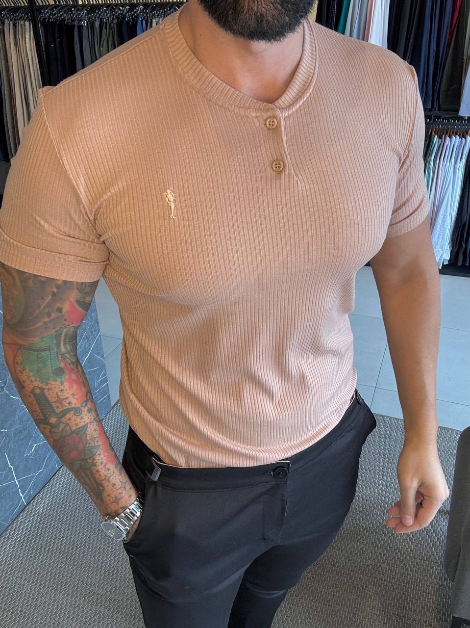 Garbin Group Store - Camiseta Com Botão - Zip-Off - Bege