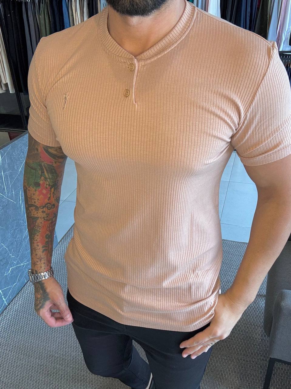 Garbin Group Store - Camiseta Com Botão - Zip-Off - Bege