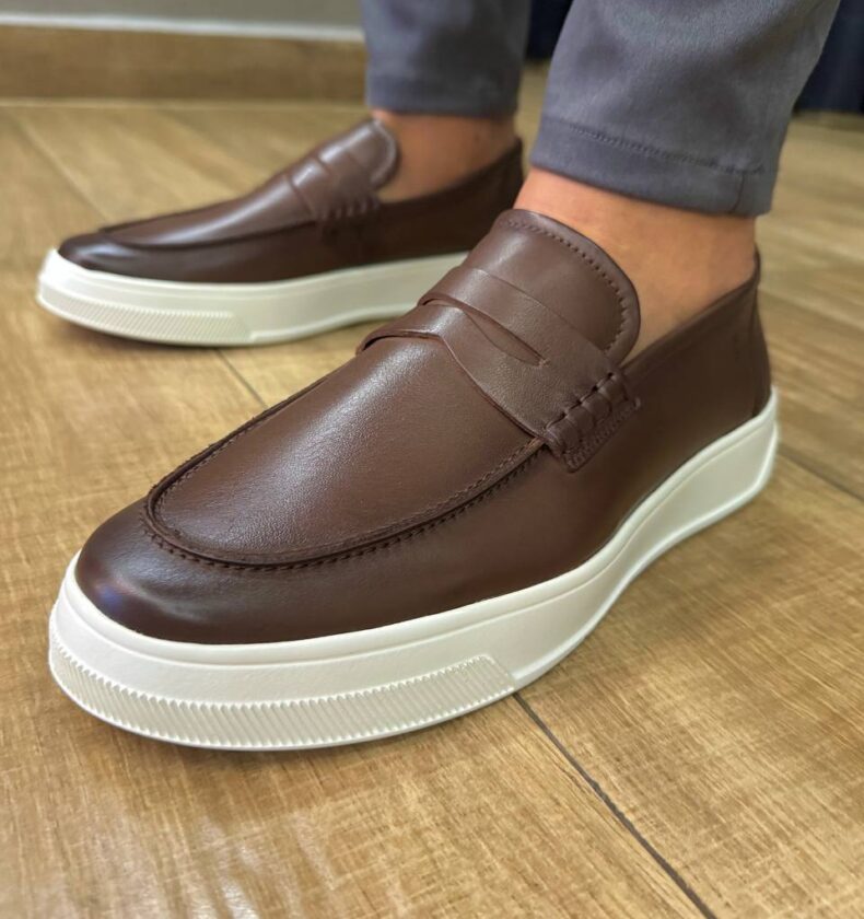 Garbin Group Store - Sapato Loafer Casual EVA Couro Garbin -Pinhão