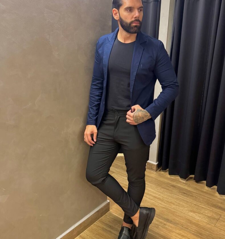 Garbin Group Store - Blazer Sarja Acetinado Bolso Embu. Zip-Off Marinho