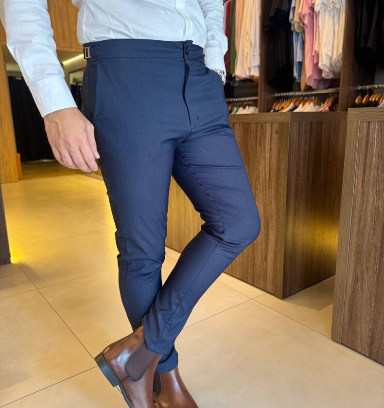 Garbin Group Store - Calça Alfaiataria Social com Elastano e Ajuste - Calling - Marinho