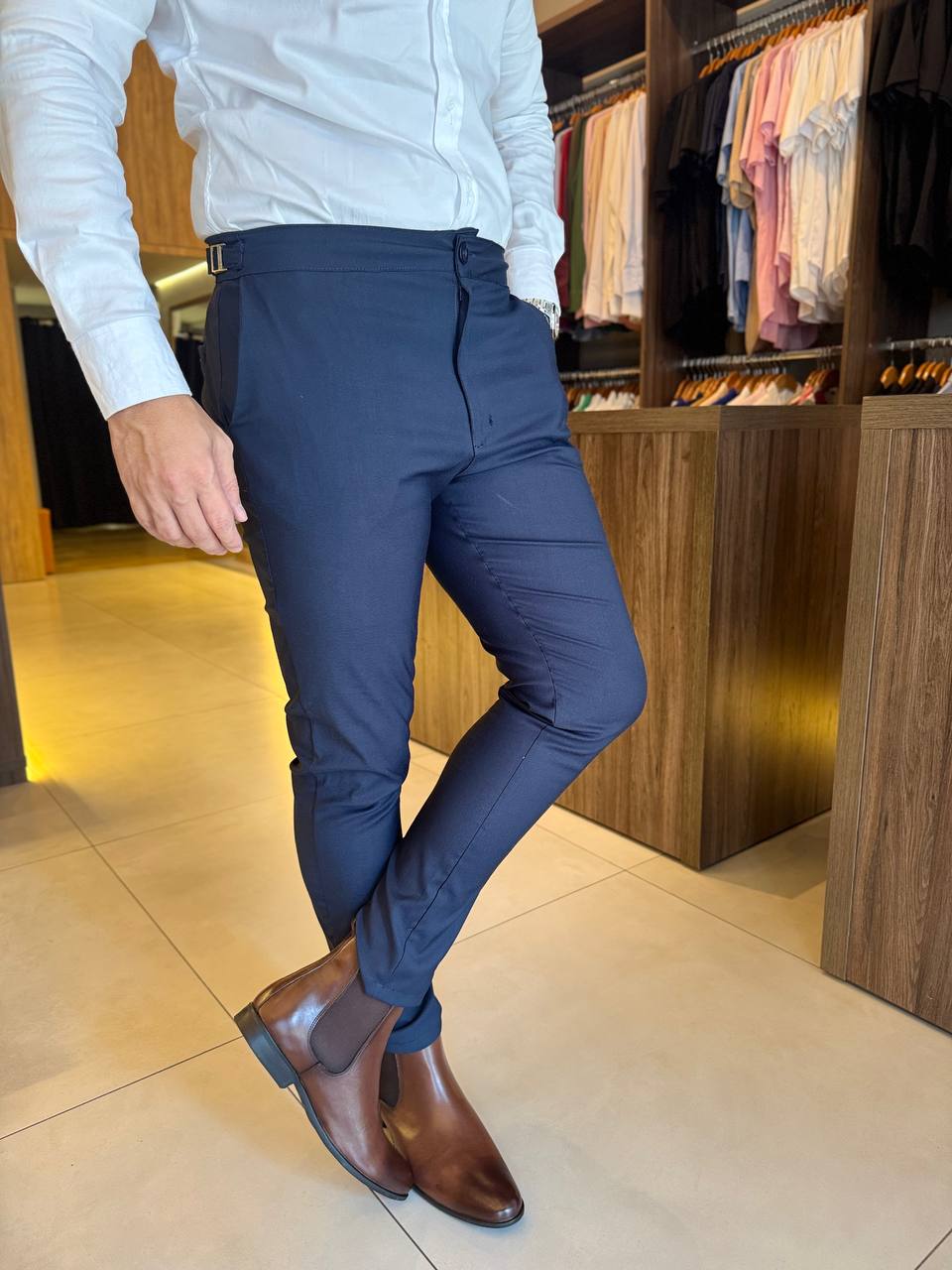 Garbin Group Store - Calça Alfaiataria Social com Elastano e Ajuste - Calling - Marinho
